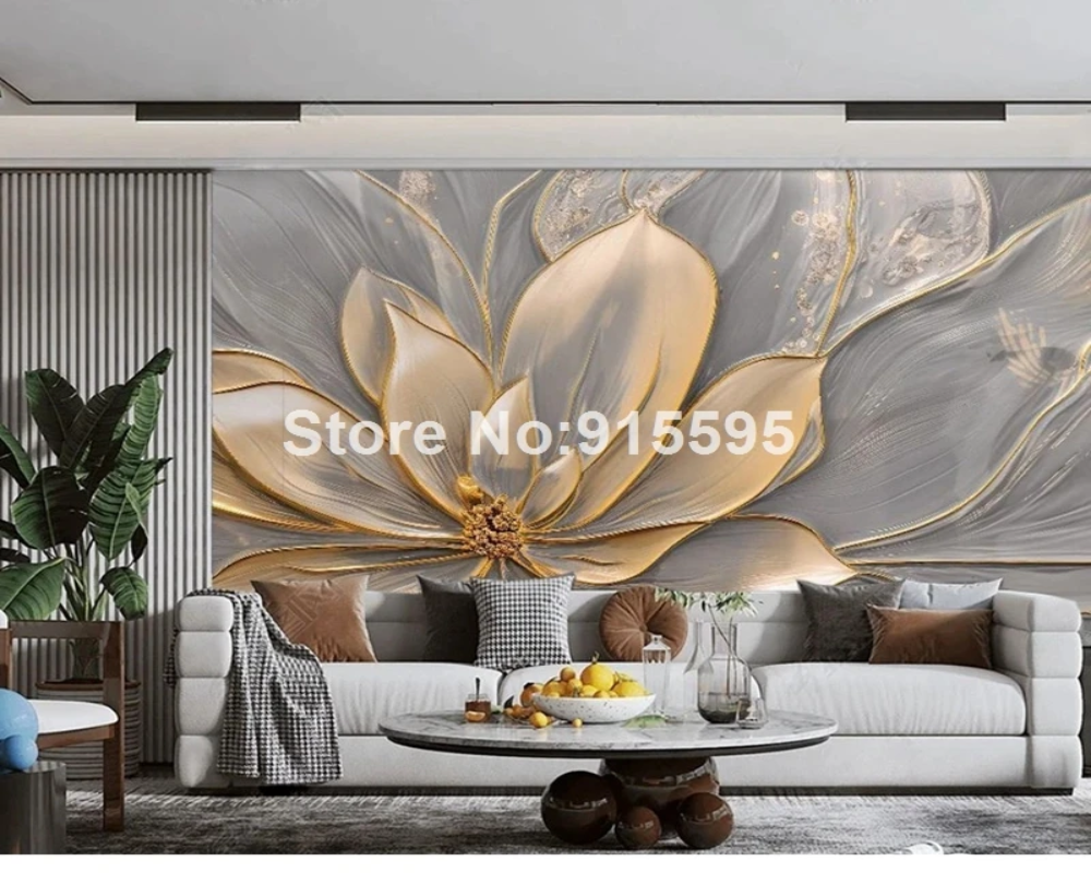 3D Wallpaper Floral Plaster Artisan
